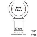 Nylon C Clip for tent, annexe, camper or caravan support poles Part# 783 Fits inside 19mm (OD) tubing and clips onto 25mm (OD) tubing Australian Made Poles Apart camping products