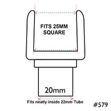 Square U Clips, to fit into 22mm OD tubing. Used on an upright support pole for sqaure ridge poles. Australian camping product Poles Apart part# 579