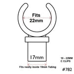 Nylon C Clip for tent, annexe, camper or caravan support poles Part# 782 Fits inside 19mm (OD) tubing and clips onto 22mm (OD) tubing Australian Made Poles Apart camping products