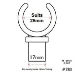 Nylon C Clip for tent, annexe, camper or caravan support poles Part# 783 Fits inside 19mm (OD) tubing and clips onto 25mm (OD) tubing Australian Made Poles Apart camping products