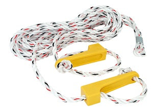 6mm double guy rope with 2 x Plastic Universal Runner. Double ropes have a splice clip mid rope and then 2 strands of 3.5mtrs long rope with fittings on each end that pull down to the ground. Australian Poles Apart camping product part# 763