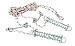 6mm double guy rope with 2 x Wire Runners & 150mm Trace Springs. Double ropes have a splice clip mid rope and then 2 strands of 3.5mtrs long rope with fittings on each end that pull down to the ground. Australian Poles Apart camping product part# 448
